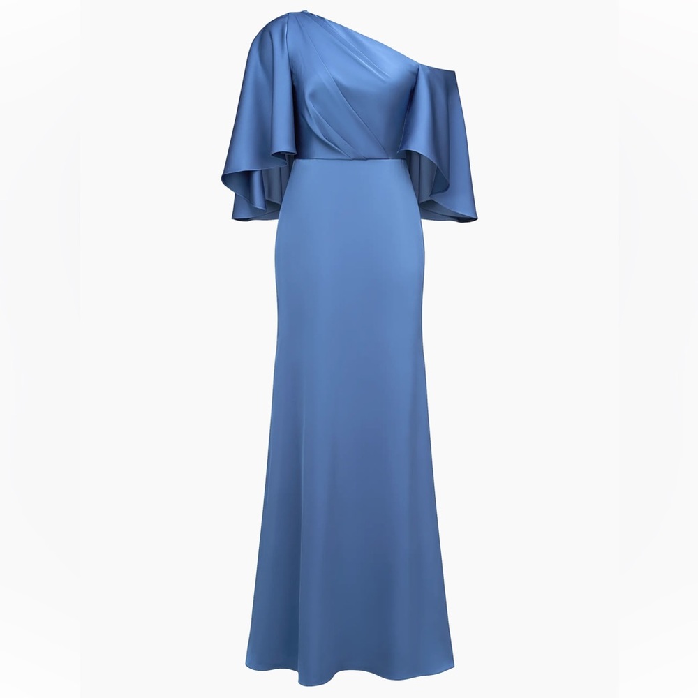 Theia

Kia Satin Cape Fit & Flare Gown